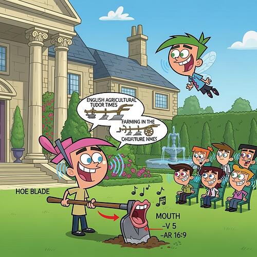 In_the_vibrant_colorful_animated_style_of_The_Fairly_OddParents_cartoon_depict_Timmy_Turner_the_young_boy_with_a_pink_hat_and_buck_teeth_standing_in_front_of_a_grand_English_manor_house_with_ornate_stone_columns_manicured_hedges_a_fountain_a_im…-2